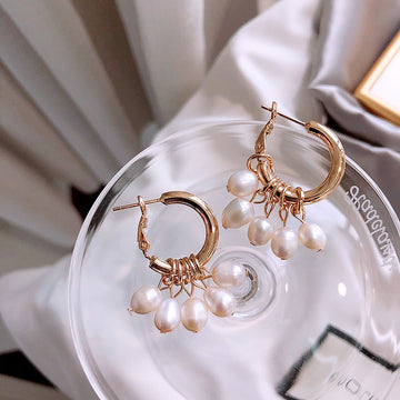 E1589 - Bohemian Pearl Drop Earrings